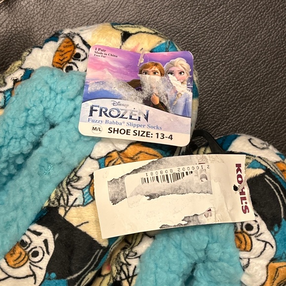 NWT OLAF, ANNA & ELSA Frozen II Fuzzy Babba Slipper Socks Girls SZ M/L - Picture 5 of 6